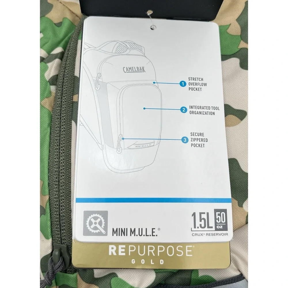 CamelBak MULE Kids Mini Hydration Reservoir Backpack 50oz 1.5L Camo Print